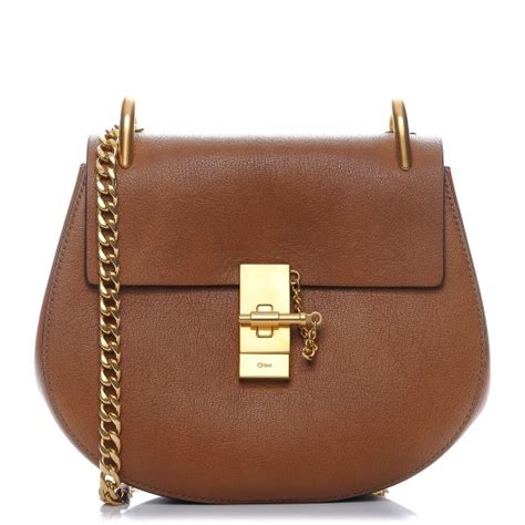 CHLOE Grained Lambskin Drew Shoulder Bag Caramel